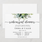 Eucalyptus groen kalligrafie repetitie diner kaart (Voorkant / Achterkant)