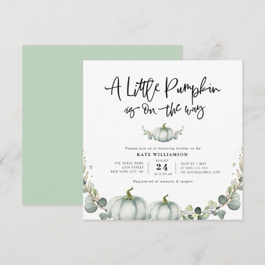 Eucalyptus groen kleine pompoen kaart (Voorkant / Achterkant)