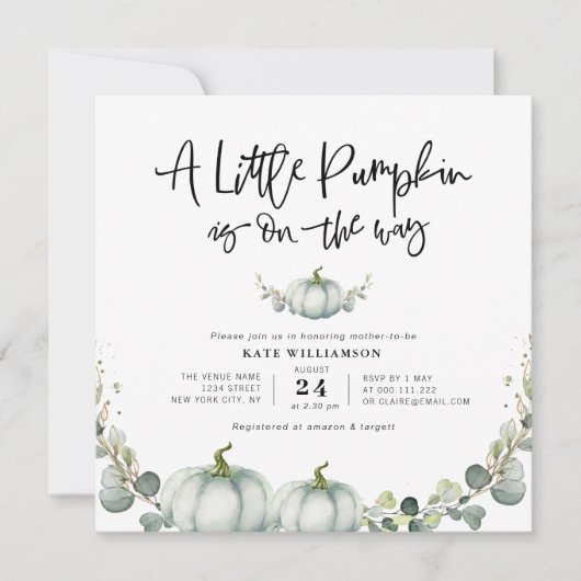 Eucalyptus groen kleine pompoen kaart (Voorkant)