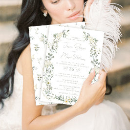 Eucalyptus groen krans bruiloft uitnodiging