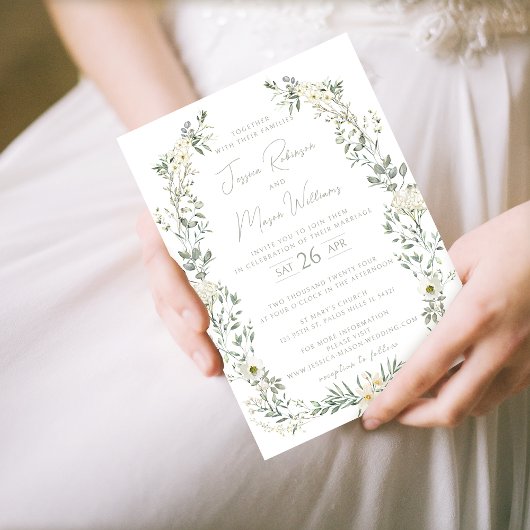 Eucalyptus groen krans bruiloft uitnodiging