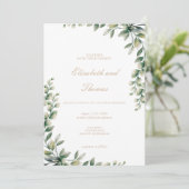 Eucalyptus groen laat elegante bruiloft achter kaart (Staand voorkant)