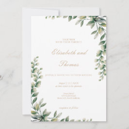 Eucalyptus groen laat elegante bruiloft achter kaart