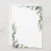 Eucalyptus groen laat elegante bruiloft achter kaart (Achterkant)