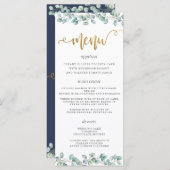 Eucalyptus groen laat gouden bruiloft menu (Voorkant / Achterkant)