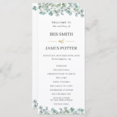 Eucalyptus groen laat gouden bruiloft programma programmakaart (Voorkant / Achterkant)