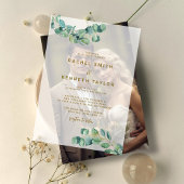 Eucalyptus groen laat minimalistische rustieke bru vellum uitnodigingen