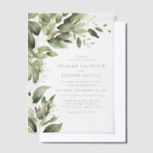 Eucalyptus groen laat moderne bruiloft vellum uitnodigingen (Offset)