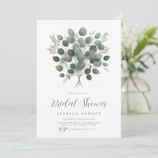 Eucalyptus groen laat Vrijgezellenfeest achter Kaart (Staand voorkant)