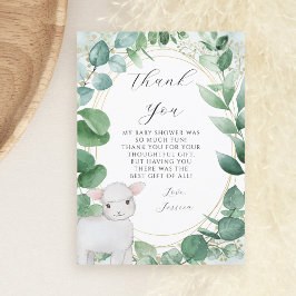 Eucalyptus groen lam Baby shower Bedankkaart