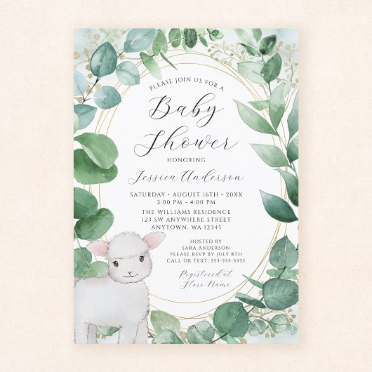 Eucalyptus groen lam Baby shower Kaart