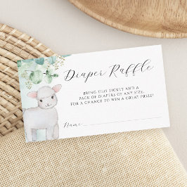 Eucalyptus groen lam Baby shower luier Raffle Informatiekaartje