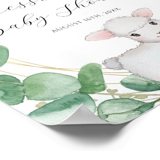 Eucalyptus groen lam Baby shower welkom Poster (Hoek)