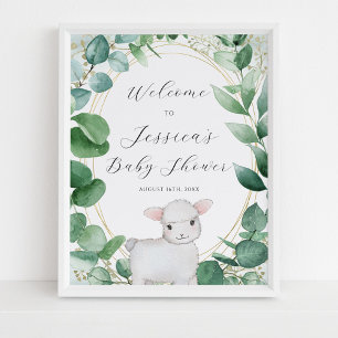 Eucalyptus groen lam Baby shower welkom Poster