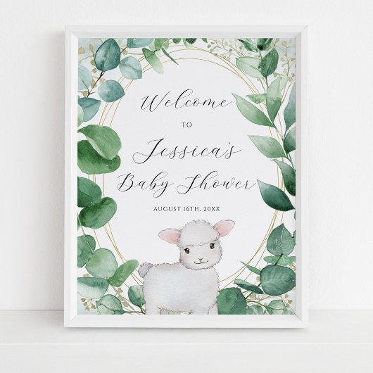 Eucalyptus groen lam Baby shower welkom Poster