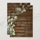 Eucalyptus groen land rustiek hout menu (Voorkant / Achterkant)