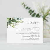 Eucalyptus groen loof bruiloft details informatiekaartje (Staand voorkant)
