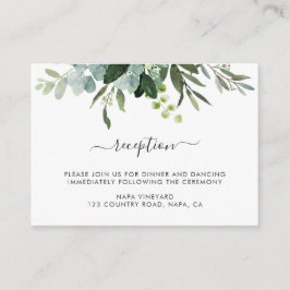 Eucalyptus groen loof bruiloft receptie informatiekaartje