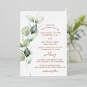 Eucalyptus groen loof bruiloft Roos goud Folie Uitnodiging (Staand Voorkant)
