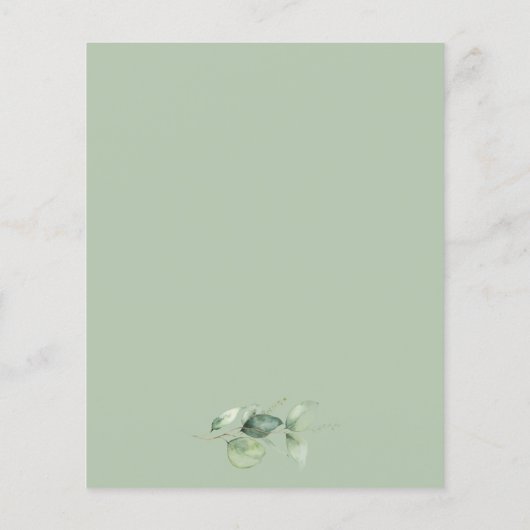 Eucalyptus groen loof bruiloft uitnodiging (Achterkant)