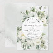 Eucalyptus Groen Loof Sage Groen Wit Bloemmotief Save The Date (Voorkant / Achterkant)