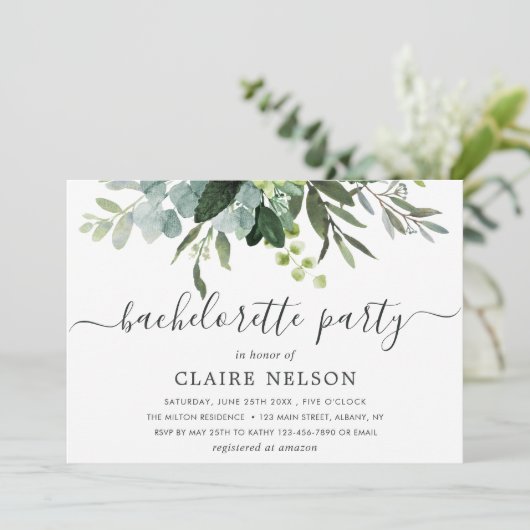 Eucalyptus groen loof vrijgezellenfeest kaart (Staand voorkant)