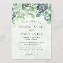 Eucalyptus groen marine blauw bloemenbruiloft