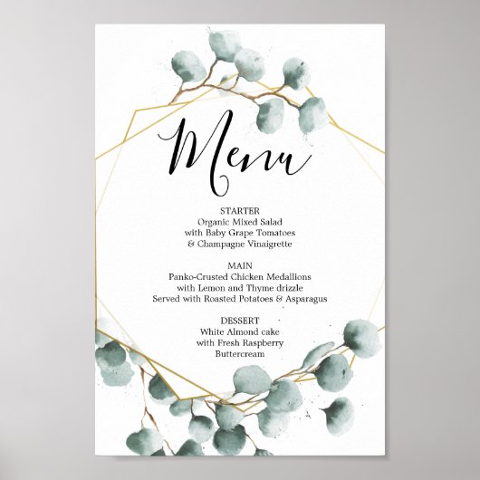 Eucalyptus groen menu of barmenu bord poster (Voorkant)
