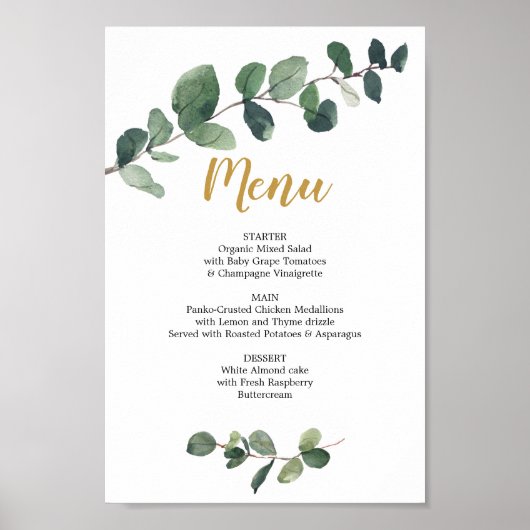 Eucalyptus groen menu of barmenu bord poster (Voorkant)
