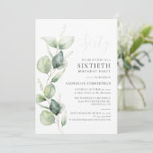 Eucalyptus groen minimalistisch 60e verjaardag kaart (Staand voorkant)