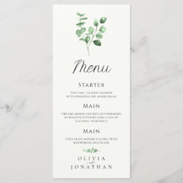 Eucalyptus groen minimalistisch huwelijksmenu menu