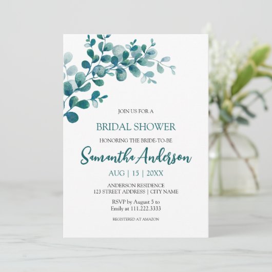 Eucalyptus groen minimalistisch Vrijgezellenfeest Kaart (Staand voorkant)