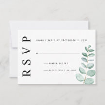 Eucalyptus groen minimalistische trouw RSVP kaart