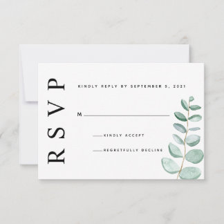 Eucalyptus groen minimalistische trouw-RSVP kaart