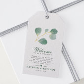 Eucalyptus groen modern elegant bruiloft welkom cadeaulabel