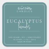 Eucalyptus groen modern minimalistisch kaarsenlabe vierkante sticker (Voorkant)