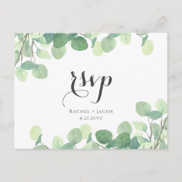 Eucalyptus groen modern script bruiloft RSVP Briefkaart