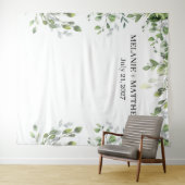 Eucalyptus groen moderne bruiloft achtergrond wandkleed (In Situ (horizontaal))