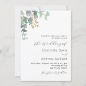 Eucalyptus groen moderne bruiloft kaart (Voorkant)