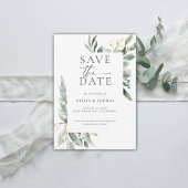 Eucalyptus groen moderne elegante chique bruiloft save the date