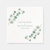 Eucalyptus groen moderne elegante zomer bruiloft servet (Voorkant)