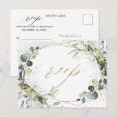 Eucalyptus groen moderne geometrische bruiloft RSV Briefkaart (Voorkant / Achterkant)