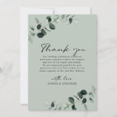 Eucalyptus groen moderne kalligrafie bruiloft bedankkaart (Voorkant)