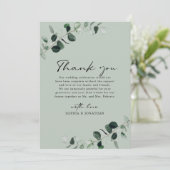 Eucalyptus groen moderne kalligrafie bruiloft bedankkaart (Staand voorkant)