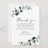 Eucalyptus groen moderne kalligrafie bruiloft bedankkaart (Voorkant)