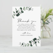 Eucalyptus groen moderne kalligrafie bruiloft bedankkaart (Staand voorkant)
