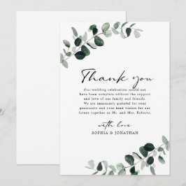 Eucalyptus groen moderne kalligrafie bruiloft bedankkaart