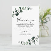 Eucalyptus groen moderne kalligrafie bruiloft bedankkaart (Staand voorkant)