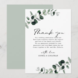 Eucalyptus groen moderne kalligrafie bruiloft bedankkaart
