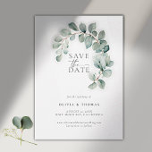 Eucalyptus groen moderne krans elegante bruiloft save the date